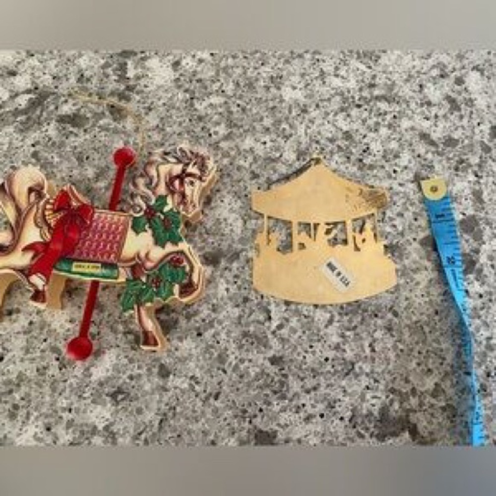 Holiday Carousel Horse and Merry-Go-Round Ornaments - Red, Green, Gold - Picture 4 of 4